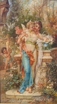  Engel Malerei - Blumen Engel und Schönheit Hans Zatzka